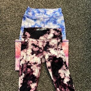 Avia Blue and Pink Tie-Dye Leggings. 2 full length leggings